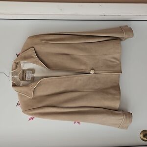 Sherry Michaels Suede Leather Tan Womens Size Petite Small Jacket